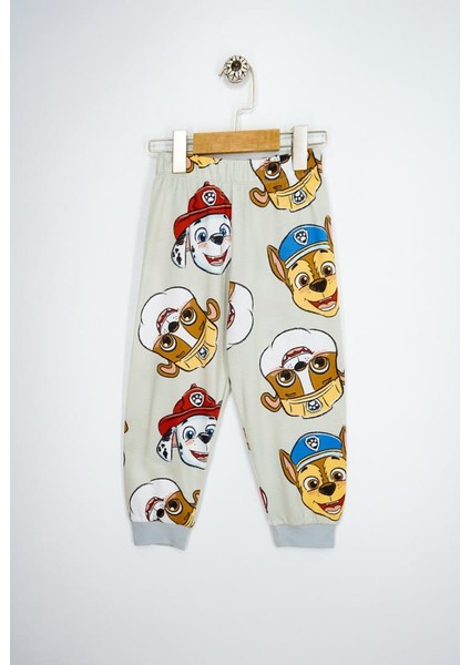 Paw Patrol Baskılı %100 Pamuk Uzun Kollu Erkek Bej Pijama Takımı (3,4,5,6,7,8 Yaş)