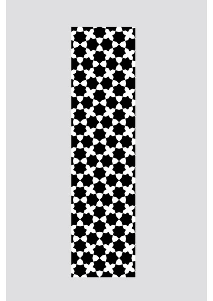 Siyah Beyaz Yedigen Desenli Runner 40X140CM