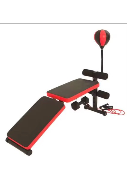 Gym Bench Fitness Ağırlık Sehpası - Katlanabilir Mekik Aleti ve Boks Topu - Tüm Vücut Egzersiz Alet