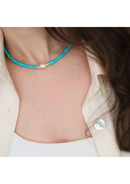 Gerçek Inci ve Doğal Taşlı Kolye | Altın Kaplama El Yapımı Yaz Choker fırsatları