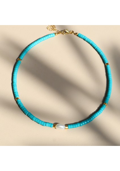 Gerçek Inci ve Doğal Taşlı Kolye | Altın Kaplama El Yapımı Yaz Choker indirimleri