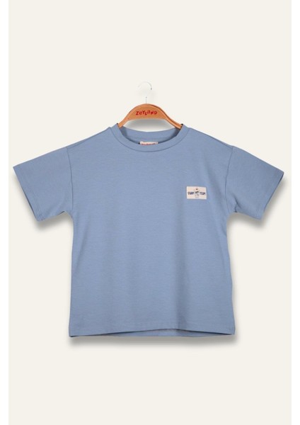 Erkek Çoçuk Sörf Baskılı T-Shirt - Mavi