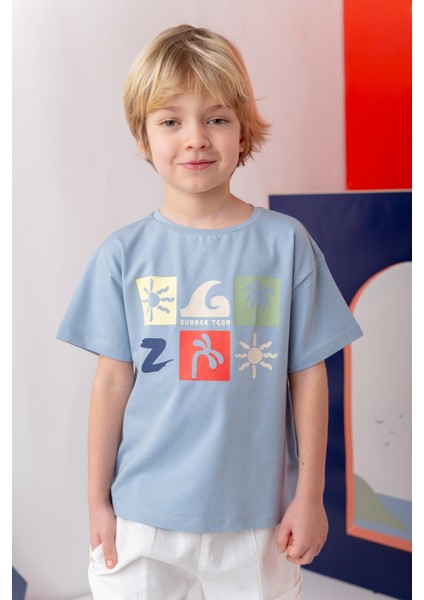 Erkek Çoçuk Future Baskılı T-Shirt - Mavi