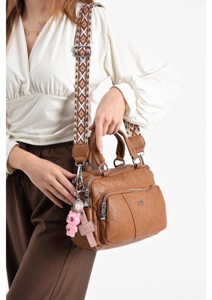 Suni Deri Omuz Çantası Taba (Model: 571-13-17G)