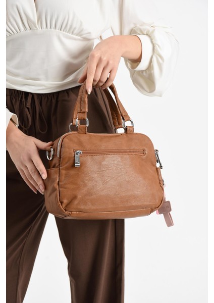 Suni Deri Omuz Çantası Taba (Model: 571-13-17G)