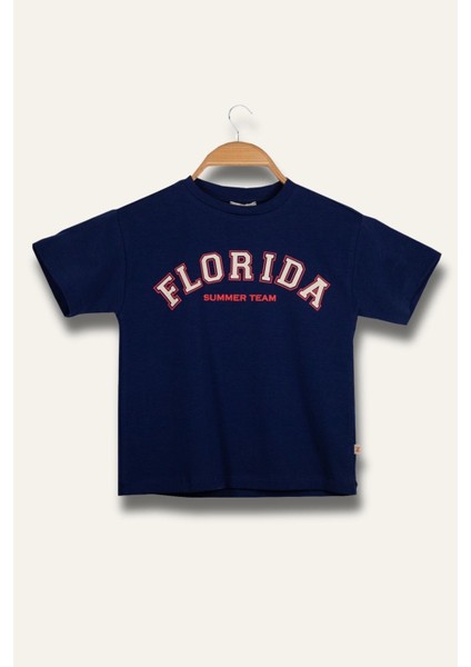 Erkek Çocuk Florida Baskılı T-Shirt - Lacivert