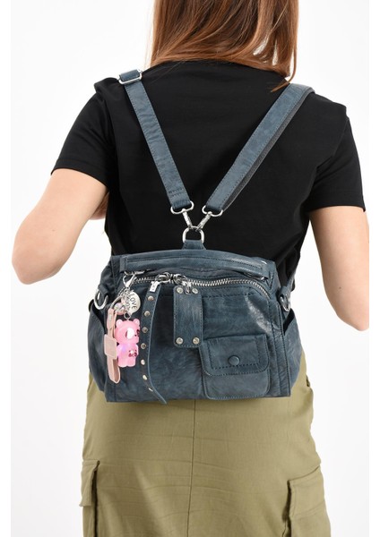 Suni Deri Omuz Çantası Mavi (Model: 571-13-17E)