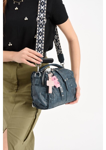 Suni Deri Omuz Çantası Mavi (Model: 571-13-17E) fiyatları