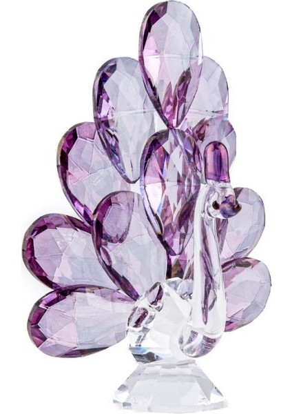 Küçük Tavus Kuşu Mor Renk Cam Biblo Dekoratif Ev Dekorasyon 1 Adet