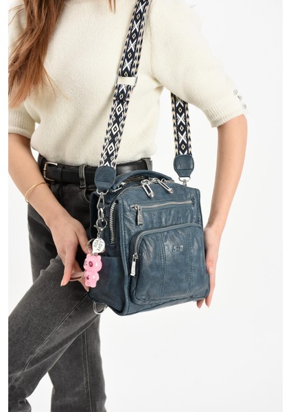 Suni Deri Omuz Çantası Mavi (Model: 571-13-17A) fiyatları