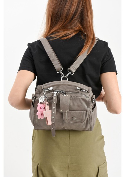 Suni Deri Omuz Çantası Gri (Model: 571-13-17E)