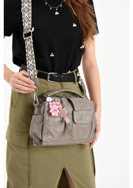 Suni Deri Omuz Çantası Gri (Model: 571-13-17E) fiyatları