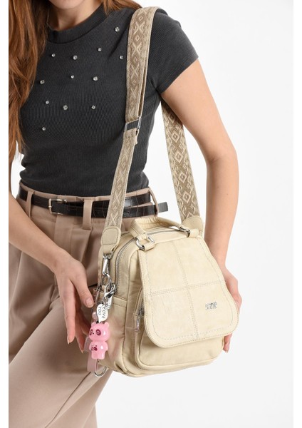 Suni Deri Omuz Çantası Krem (Model: 571-13-17J)