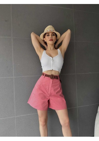 Beli Kemerli Geniş Paçalı Mom Kadın Şort fiyatları