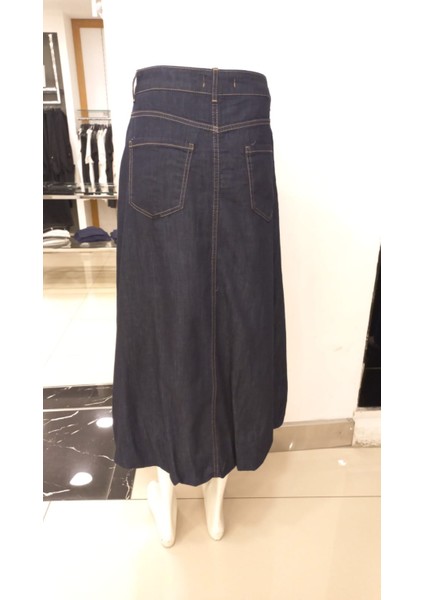 Kadın Altı Büzgülü Uzun Denim Balon Etek modelleri