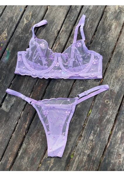 Açık Mor Çiçekli Bralet Takımı