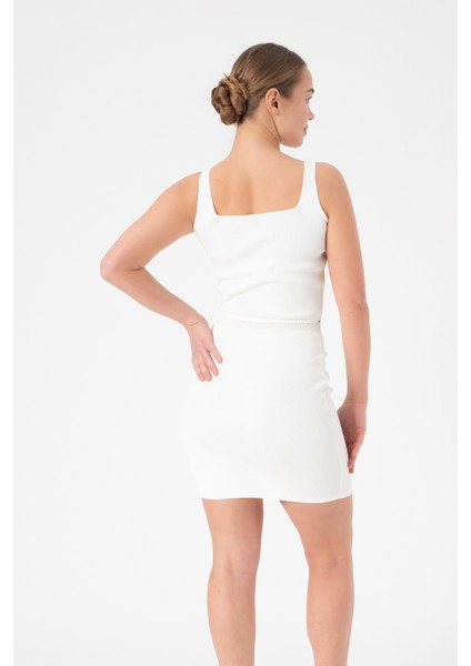 Yazlık Alt Üst Kadın Triko Takım - Beyaz fiyatları