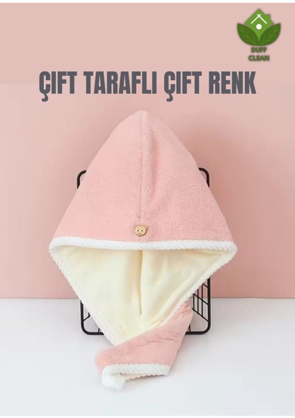 Çift Taraflı Çift Renk Saç Kurutma Havlusu Saç Bonesi Mikrofiber