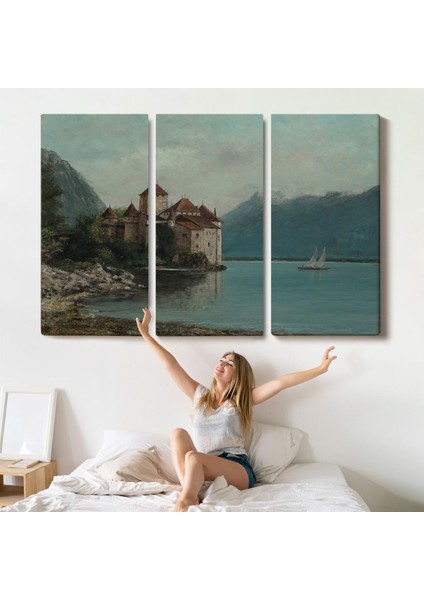 Gustave Courbet - Cenevre Gölü'ndeki Chillon Kalesi TABLO-7094
