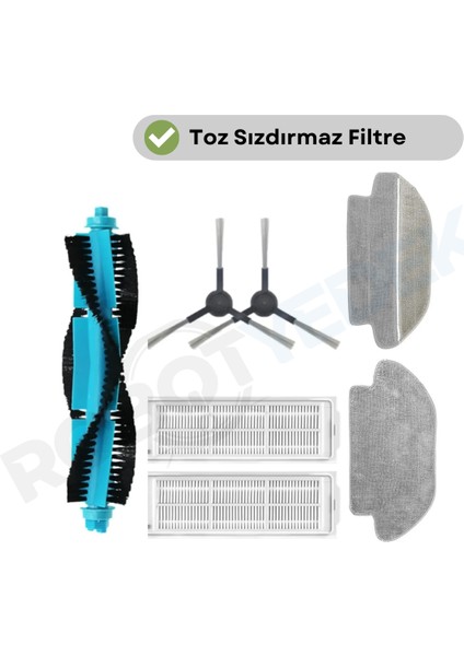 Viomi V3 Uyumlu Yedek Fırça Hepa Filtre Mop Seti-9 Parça