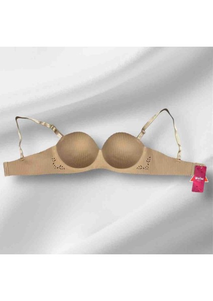 Wiolina 4030 Kalın Çizgili Kumaş Lazer Kesim Dikişsiz Push Up (Dolgulu) El Destekli Sütyen modelleri
