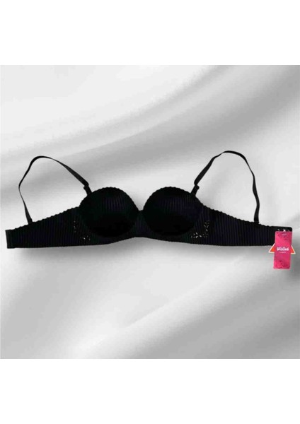 Wiolina 4030 Kalın Çizgili Kumaş Lazer Kesim Dikişsiz Push Up (Dolgulu) El Destekli Sütyen modelleri