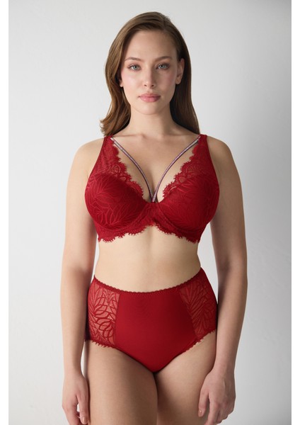 Yakası Çapraz Ipli Taşlı Destekli Dantelli Sütyen