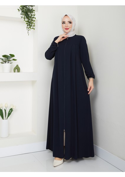 SAFİR MODA AVM ROBALI PİLELİ BAYAN FERACE MODELLERİ LACİVERT RENK