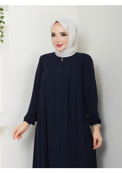 SAFİR MODA AVM ROBALI PİLELİ BAYAN FERACE MODELLERİ LACİVERT RENK