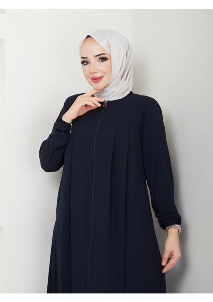SAFİR MODA AVM ROBALI PİLELİ BAYAN FERACE MODELLERİ LACİVERT RENK