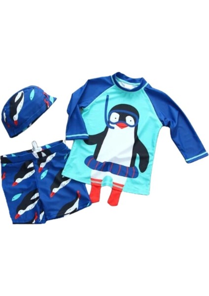 UPF50+ Güneş Korumalı Uzun Kollu Snorkelli Penguen Mayo 3'lü Set