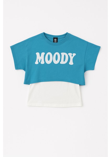 Kız Çocuk Yazlık Takım 2’li | Moody Baskılı Crop, Atlet + Yırtmaçlı Bol Paça Pantolon | 8-13 Yaş