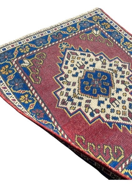 El Dokuma Taşpınar Halısı 57X62 Mor Küçük Halı Yastık Kök Boya modelleri