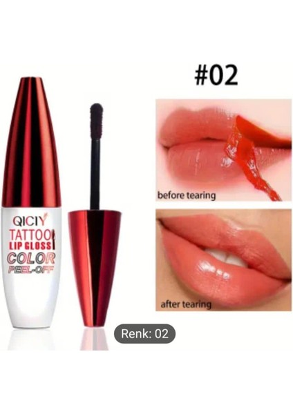 Qıcıy Tattoo Lip Gloss Soyulabilen Ruj