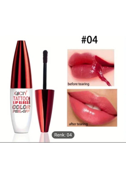 Qıcıy Tattoo Lip Gloss Soyulabilen Ruj