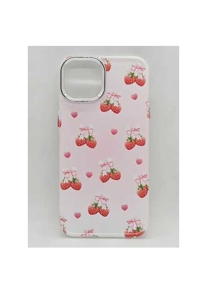 IPHONE 13 Pro Max Özel Çilek Tasarımlı Lüks Silikon Kılıf