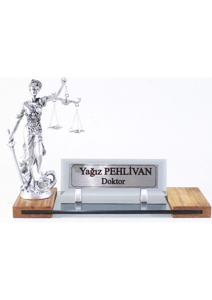 Avukat Isimlik - Avukat Themis Adalet Heykelli Masaüstü Isimlik - Avukat