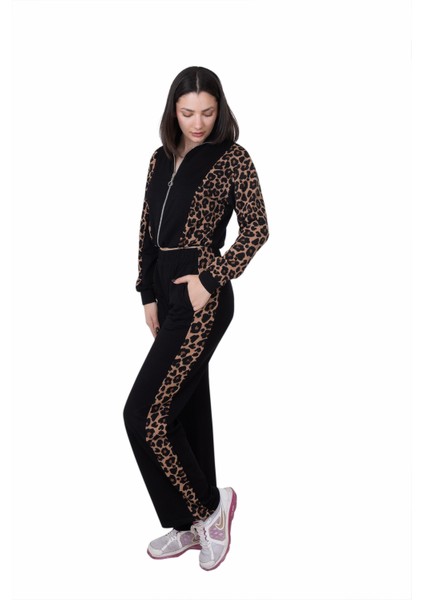 Looksense Kadın Leopar Garnili Siyah Takım 03000 fiyatları