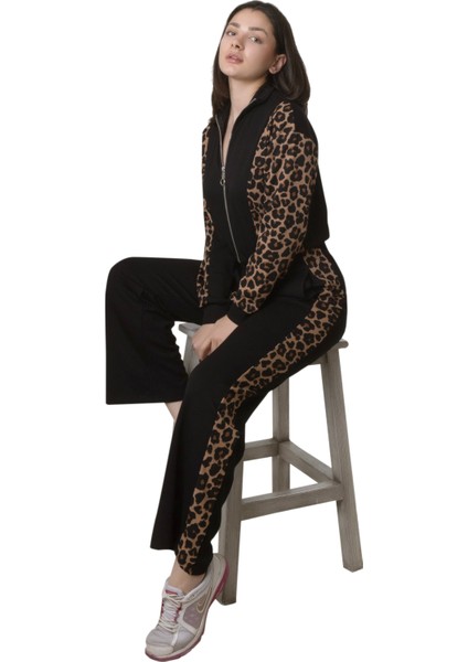 Looksense Kadın Leopar Garnili Siyah Takım 03000 fırsatları