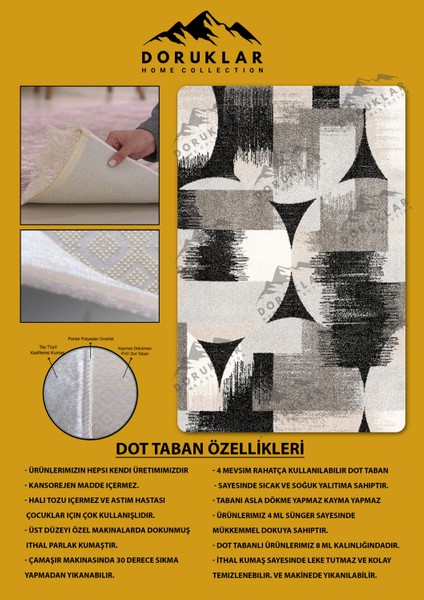 Kaymaz Taban Yıkanabilir Dijital Baskı Dekoratif Modern Desenli Dot Taban Halı Nes V2 Serisi NES035 fiyatları