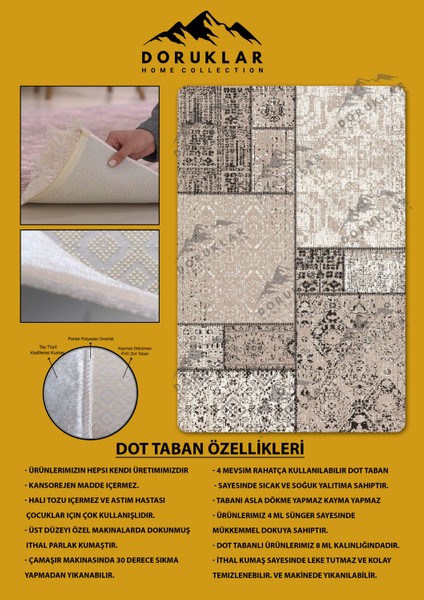 Kaymaz Taban Yıkanabilir Dijital Baskı Dekoratif Modern Desenli Dot Taban Halı Nes V2 Serisi NES029 fiyatları