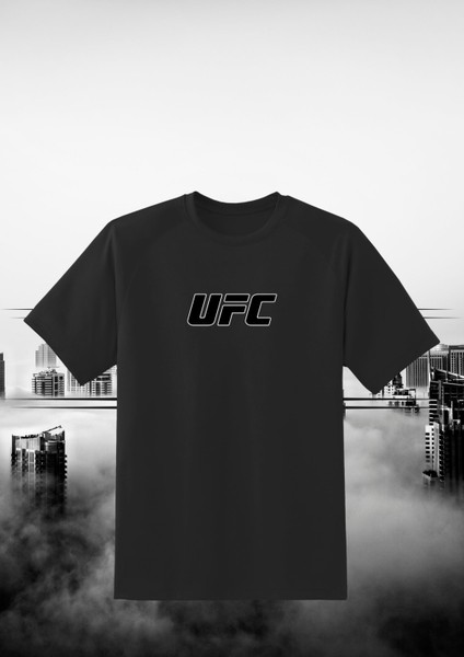 Ufc Bisiklet Yaka Yüksek Kalite Baskılı Siyah T-Shirt