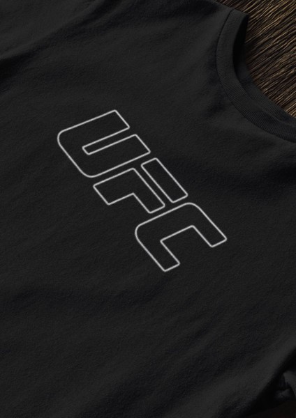 Ufc Bisiklet Yaka Yüksek Kalite Baskılı Siyah T-Shirt