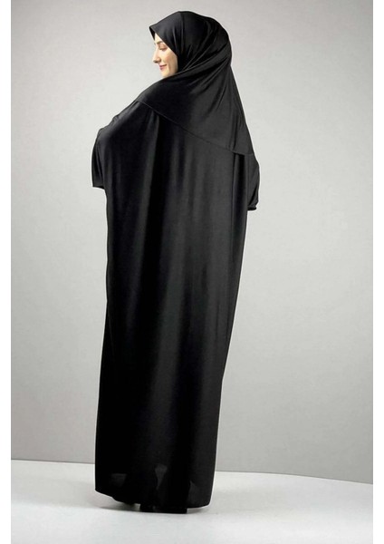 Tek Parça Başörtülü Düz Renk Kadın Tesettür Namaz Elbisesi modelleri