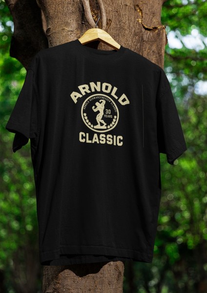 Arnold Classıc Bisiklet Yaka Yüksek Kalite Baskılı Siyah T-Shirt fırsatları