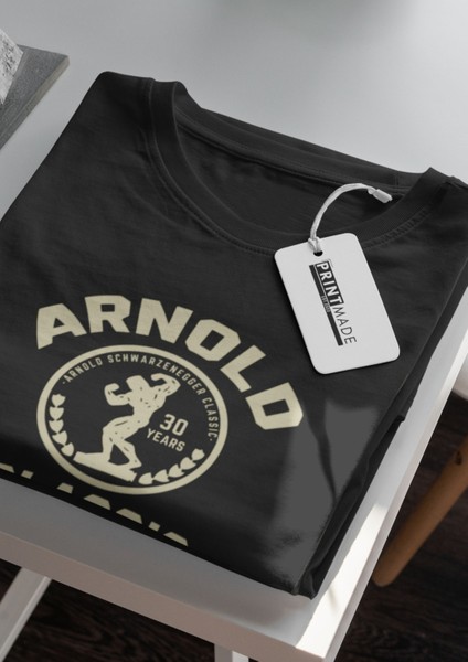 Arnold Classıc Bisiklet Yaka Yüksek Kalite Baskılı Siyah T-Shirt indirimleri