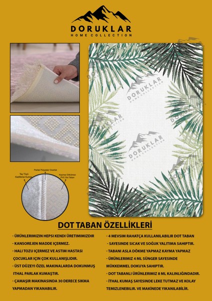 Kaymaz Taban Yıkanabilir Dijital Baskı Dekoratif Modern Desenli Dot Taban Halı Nes V2 Serisi NES027