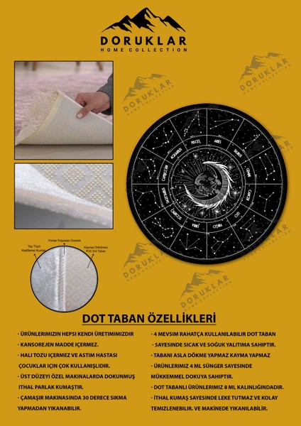 Kaymaz Taban Yıkanabilir Dijital Baskı Dekoratif Modern Desenli Dot Taban Halı Nes V2 Serisi NES039