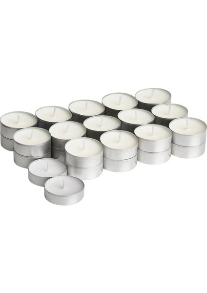 30 Adet Kokulu Tealight Mum Ikea 30'lu Set Dekoratif Mum Beyaz Vanilya Kokulu Mum