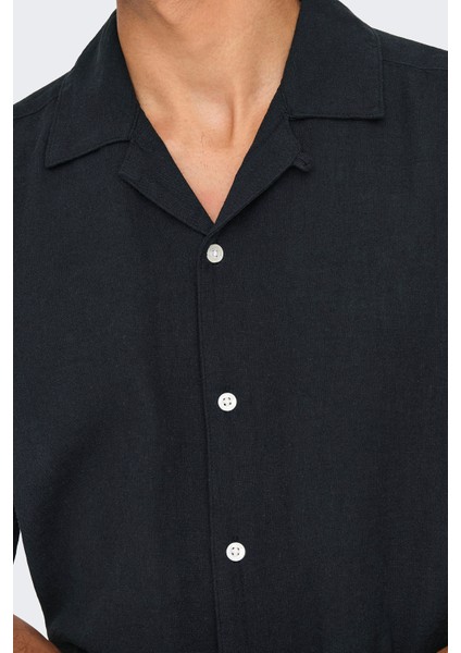 Onscaiden Keten ve Pamuk Karışımlı Slim Fit Kısa Kollu Gömlek Erkek Gömlek 22025116